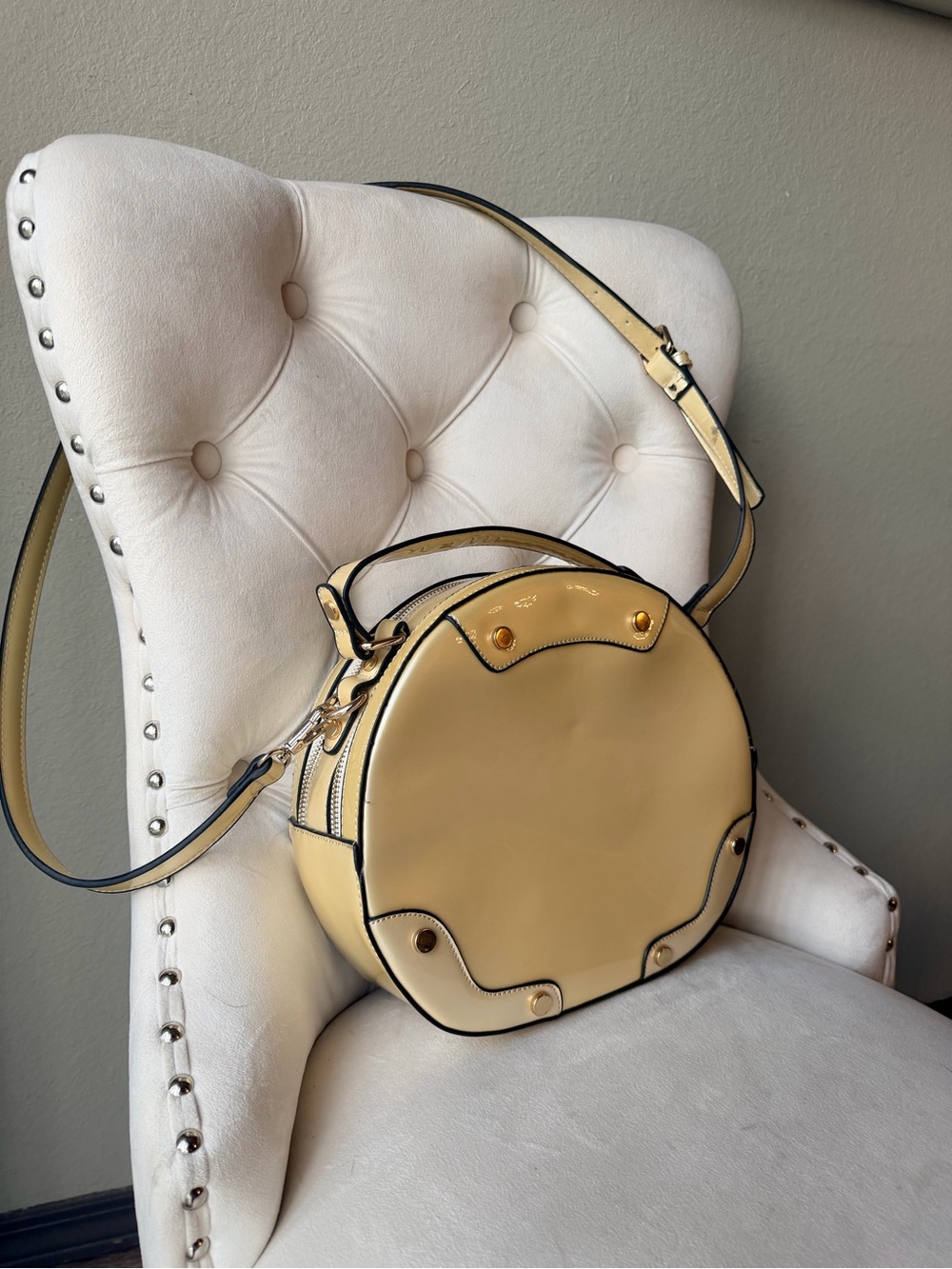 Soft Sage Cream Handbag | Minimal Chic Round Bag - Picture 3 of 15